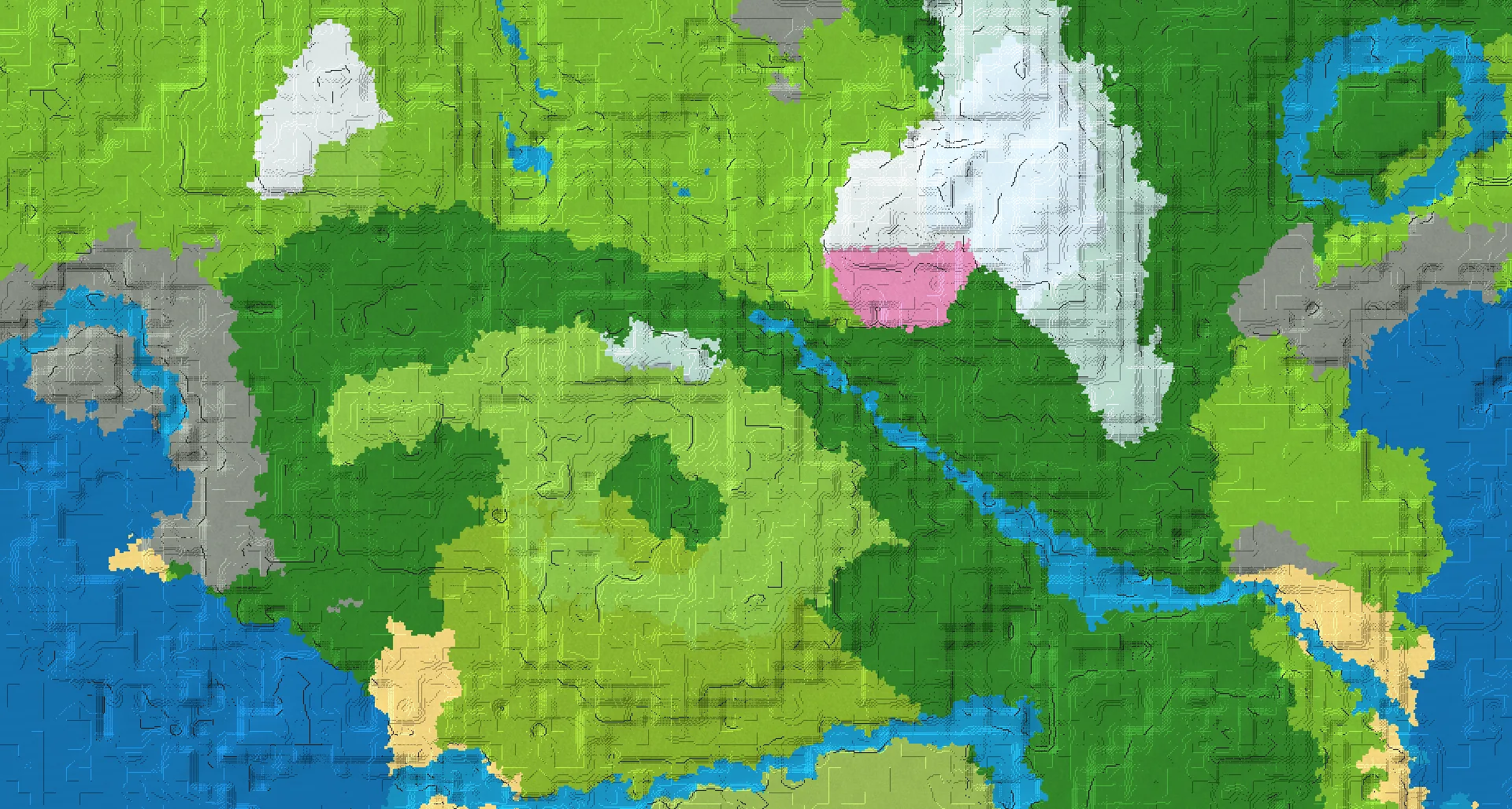 Seed map — Cherry Grove and Village from Birch Forest