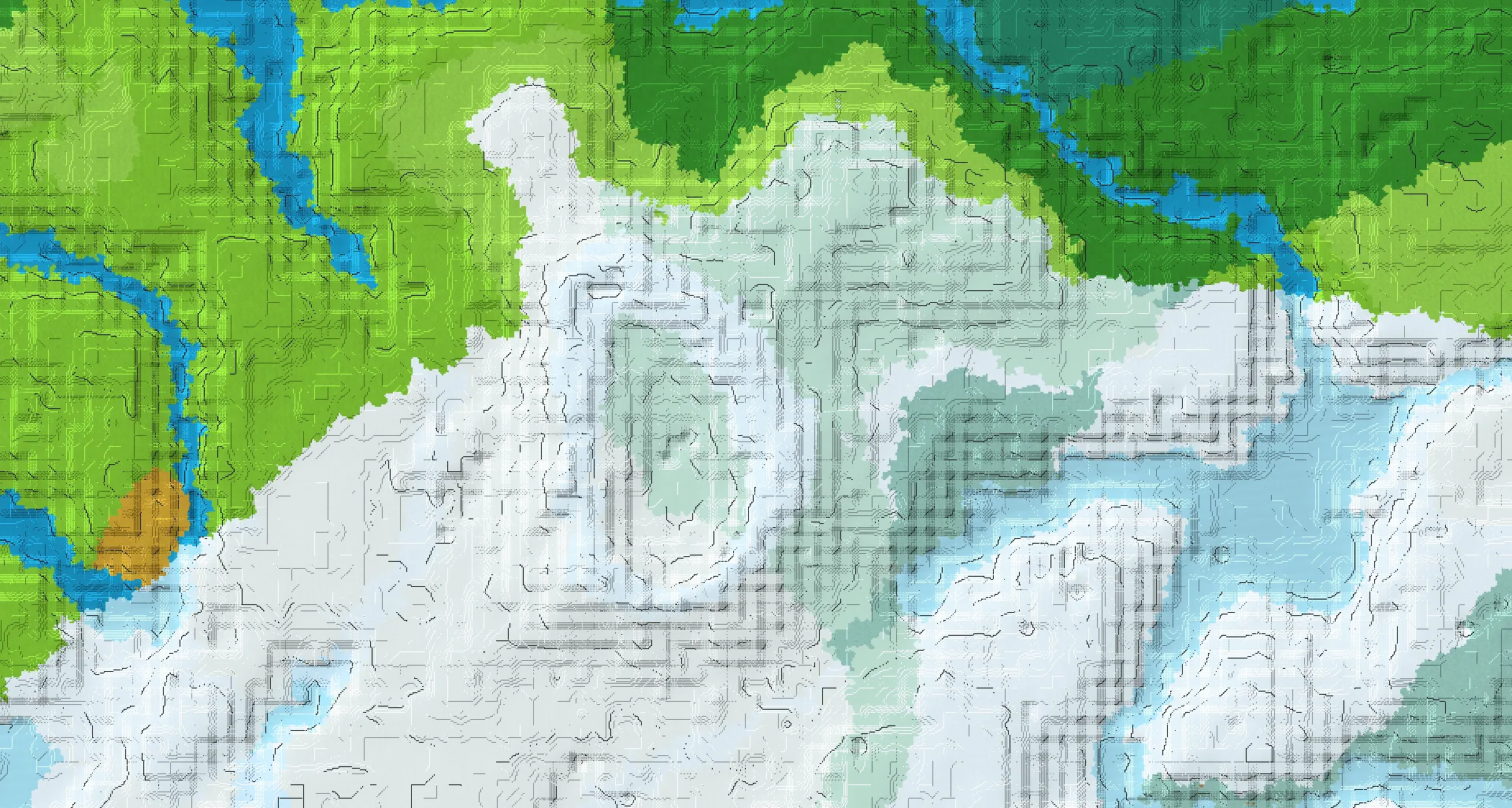 Seed map — Frozen Peaks West of a Dripstone Caves Start