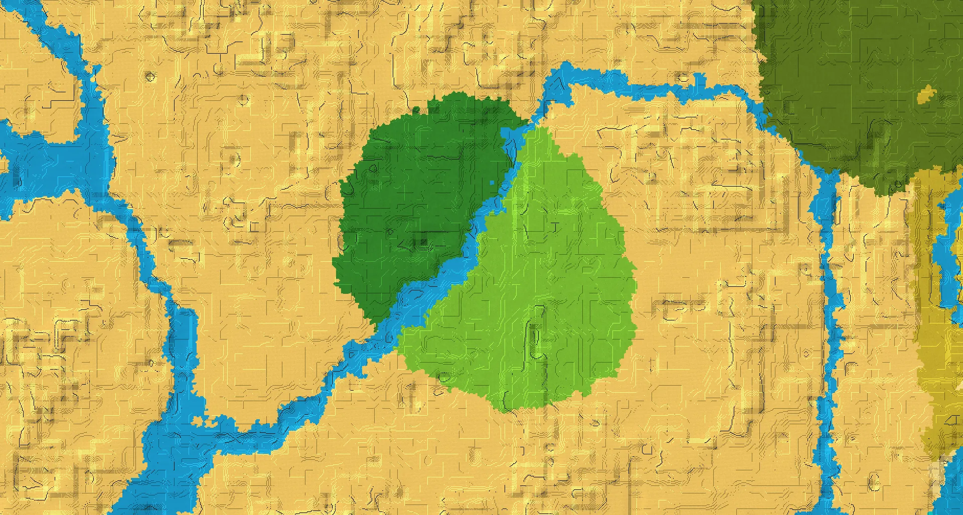 Seed map — Circular forest and plains biome in the desert
