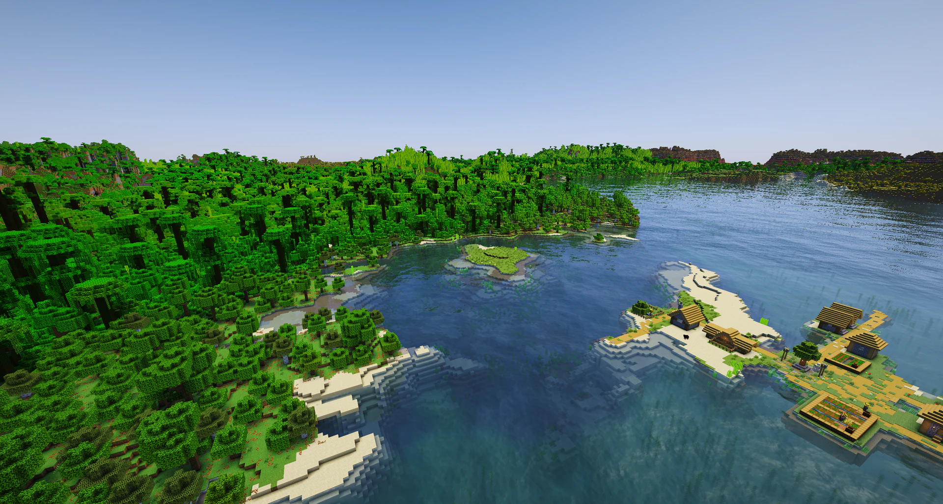 Small island village near jungle