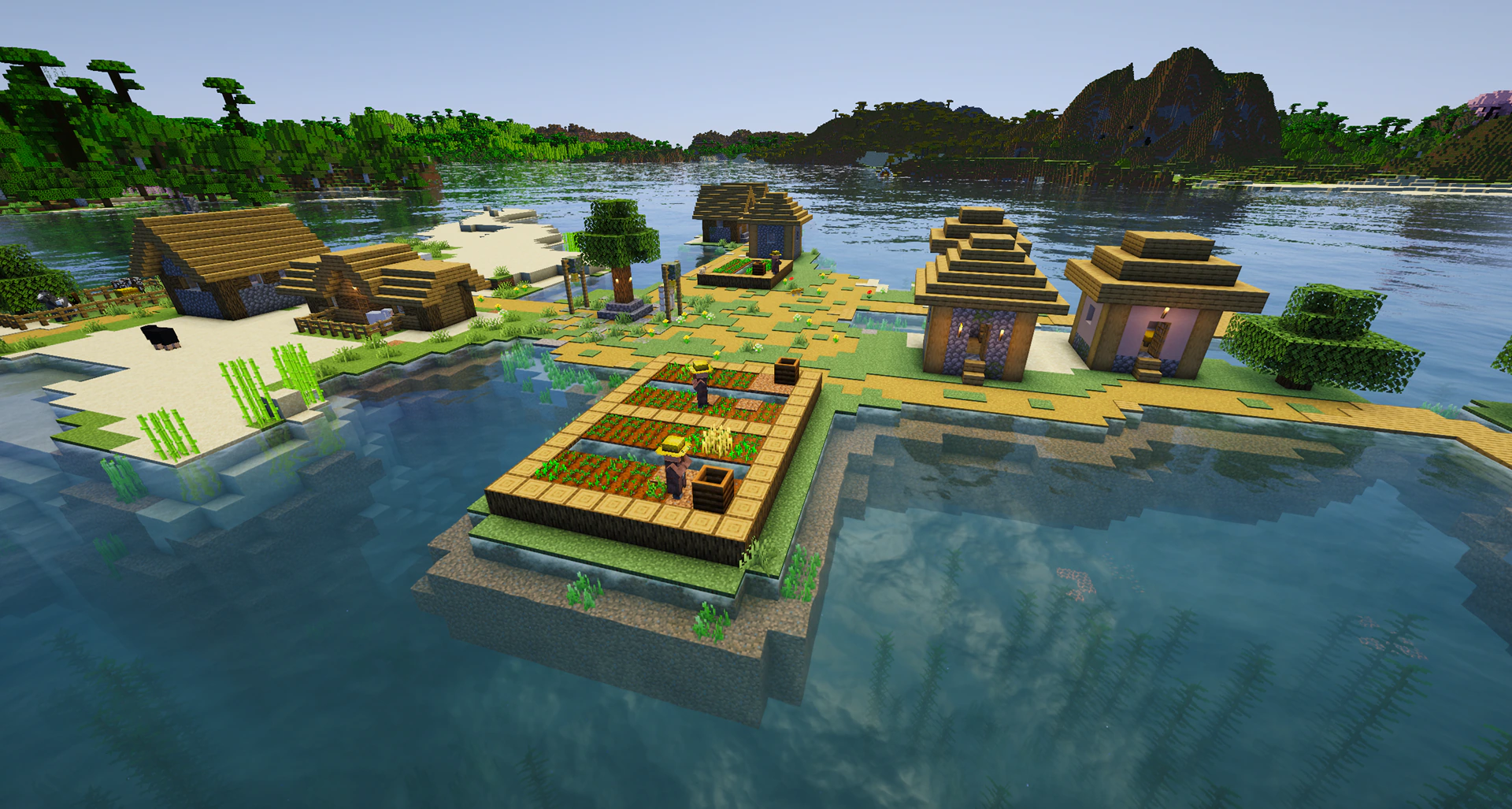 Small island village near jungle