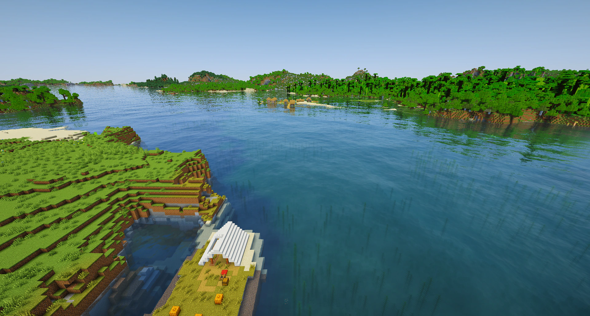 Small island village near jungle