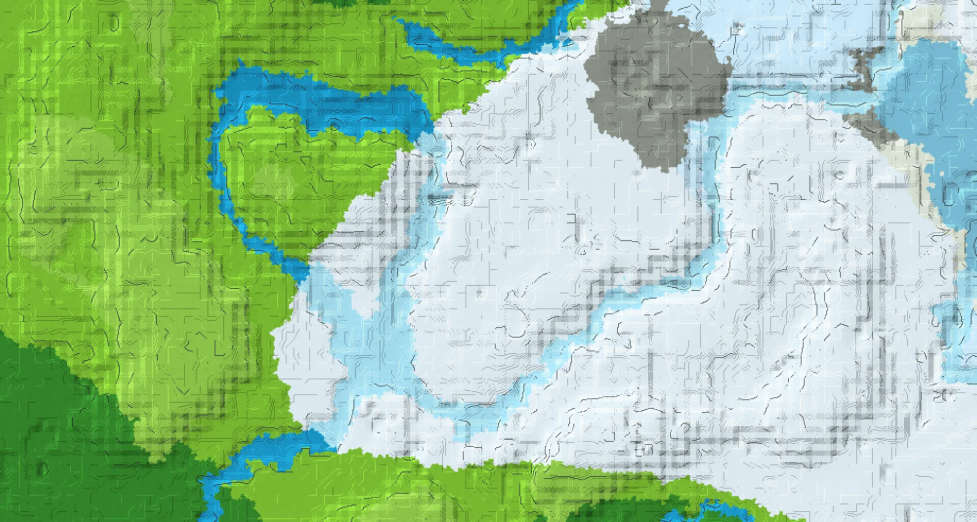 Seed map — Snowy Plains Start with Ruined Portal with Trial Chambers