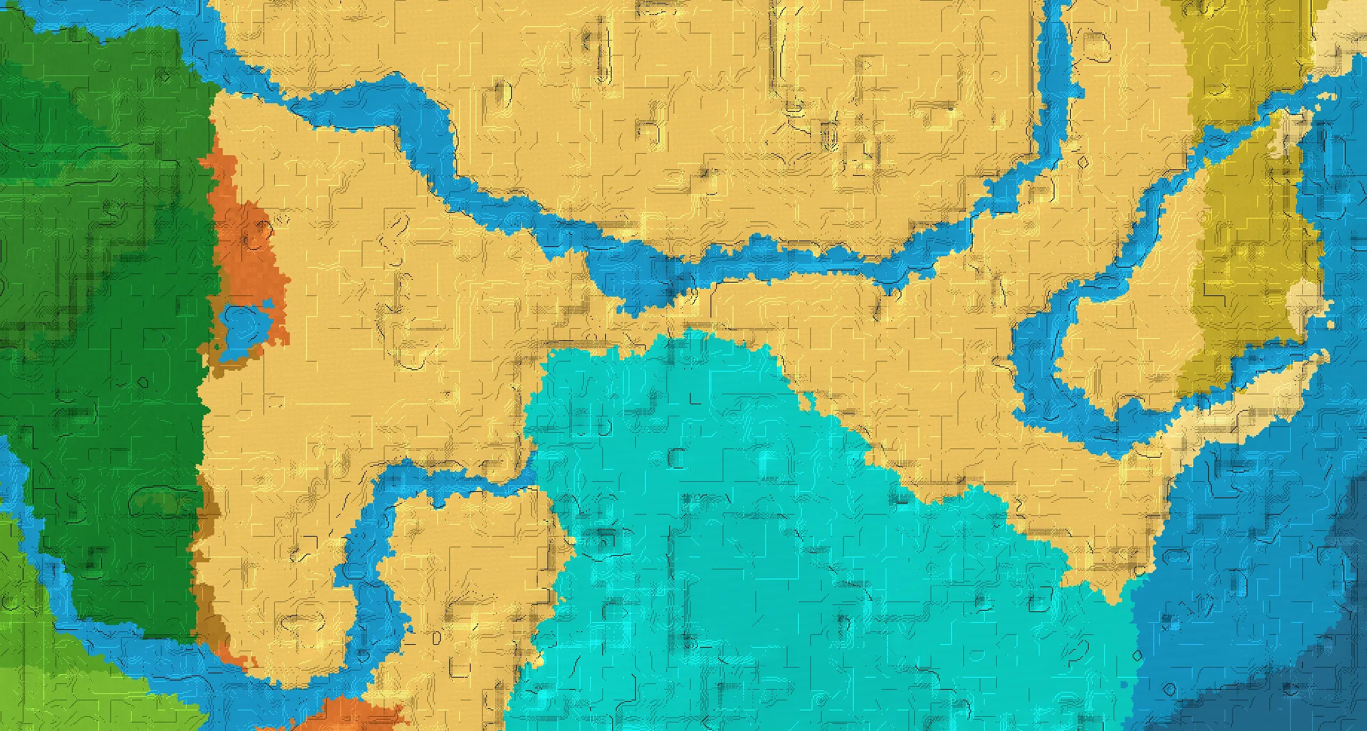 Seed map — Warm Ocean South of a Desert Start with Pillager Outpost