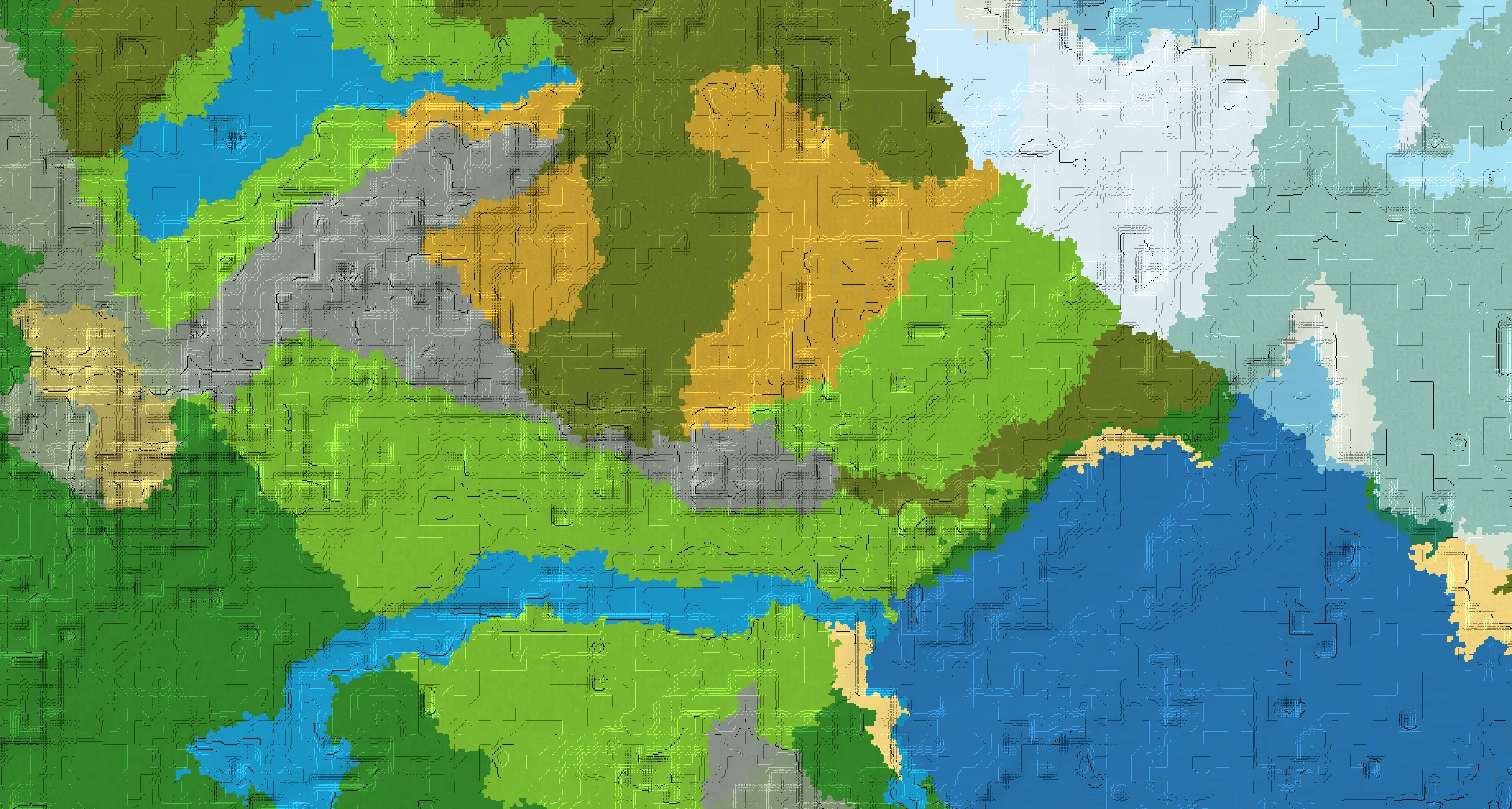 Seed map — Dappled Forest North of a Windswept Gravelly Hills Start
