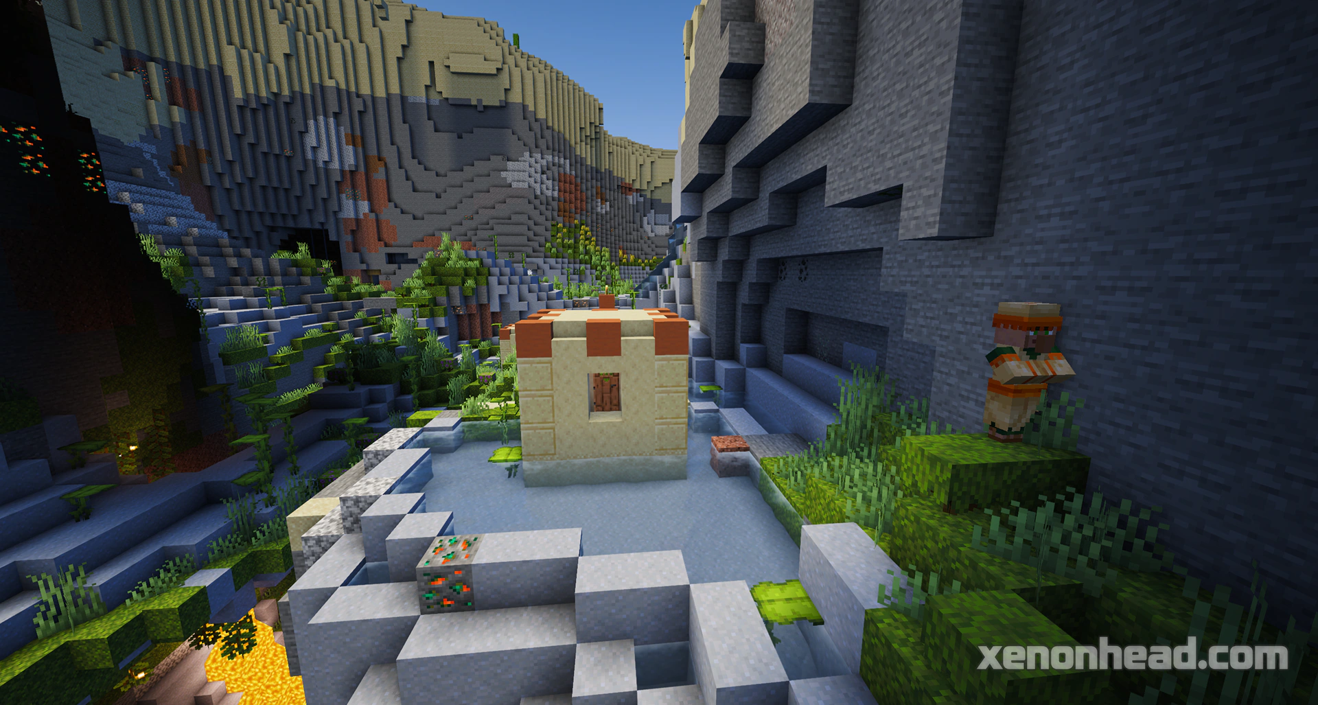 Hidden desert cave village inside lush sinkhole