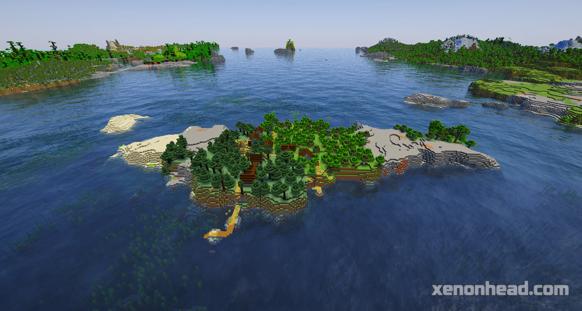 Taiga village on ocean island