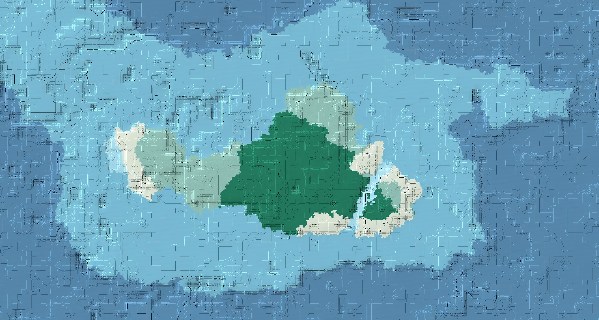 Seed map — Ocean-focused Taiga Start with a Village with Ruined Portal