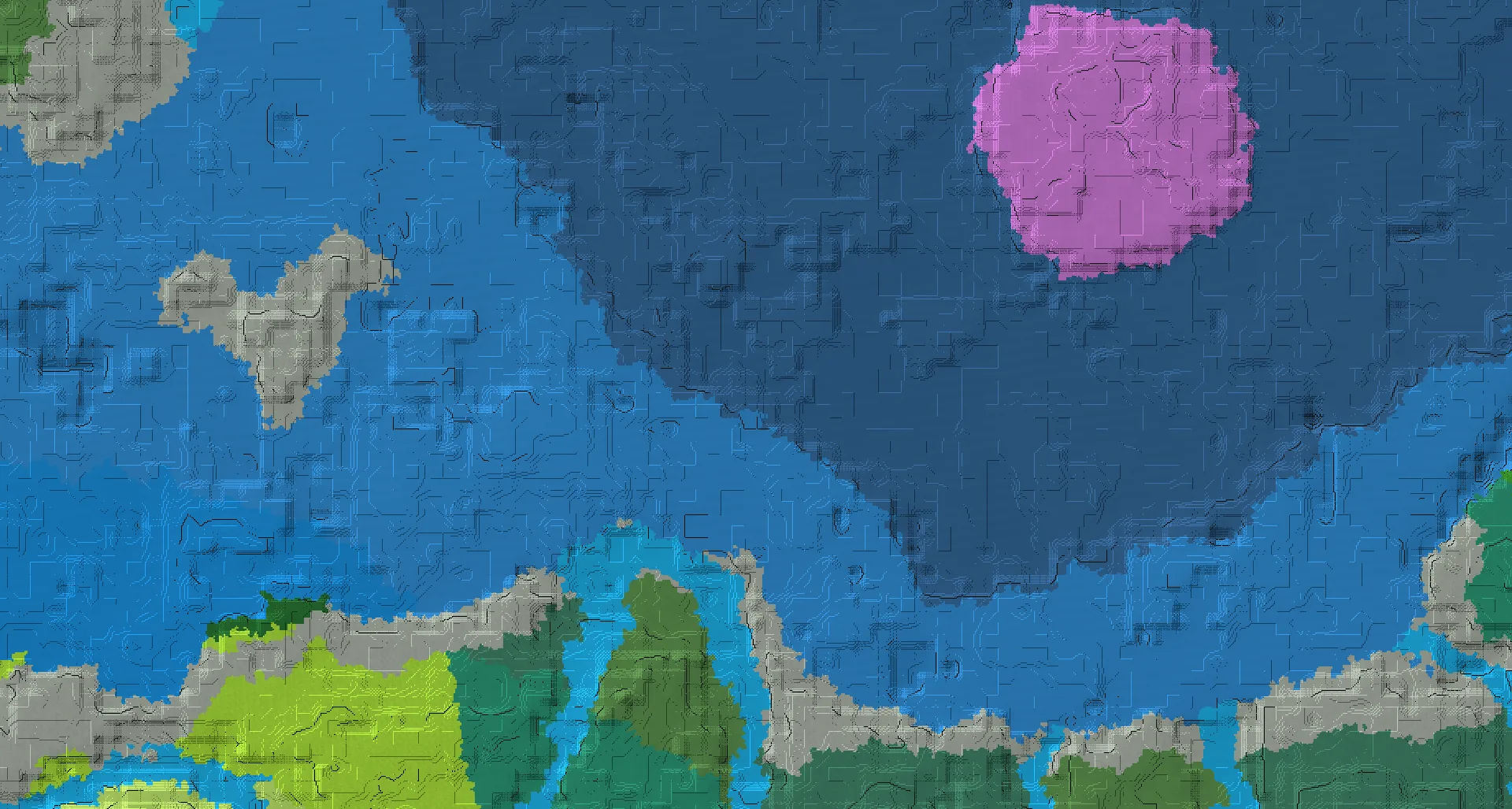 Seed map — Ocean monument and Mushroom fields with Ruined portal