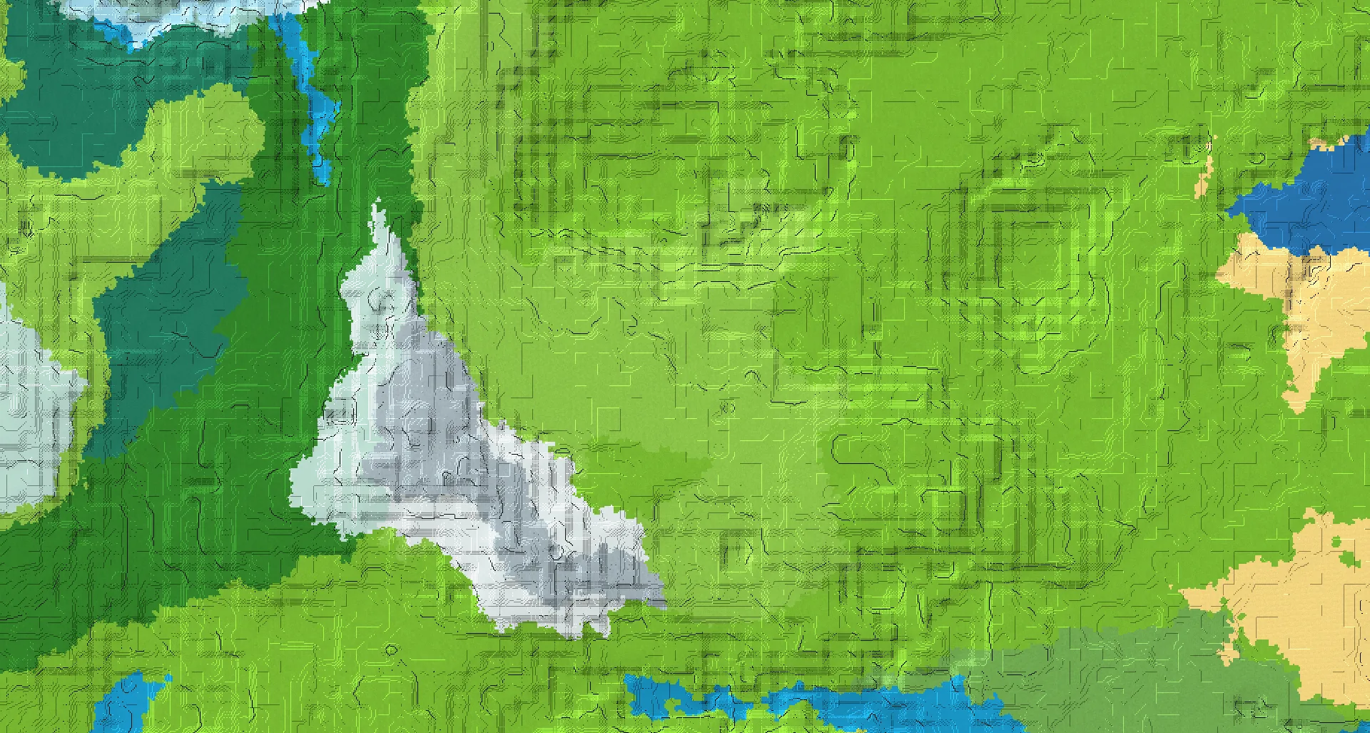 Seed map — Four villages at the corners of a small lake