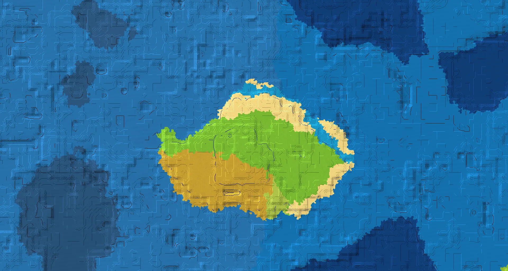 Seed map — Ocean-focused Start in Plains with Village