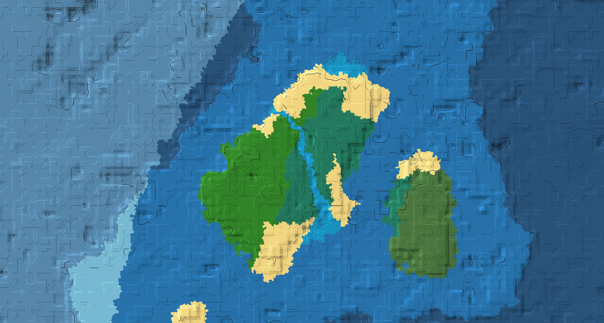 Seed map — Ocean-focused Forest Start with a Village with Ocean Monument