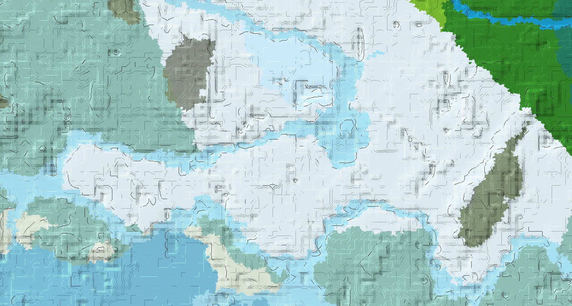 Seed map — Mineshaft Northeast of a Snowy Plains Start with Village