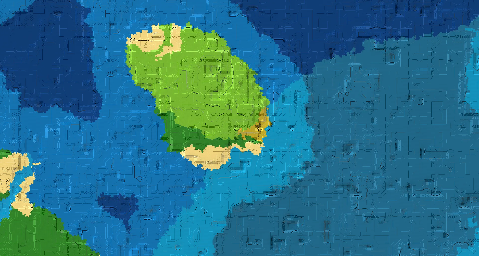 Seed map — Ocean-focused Plains Start with a Village with Ruined Portal