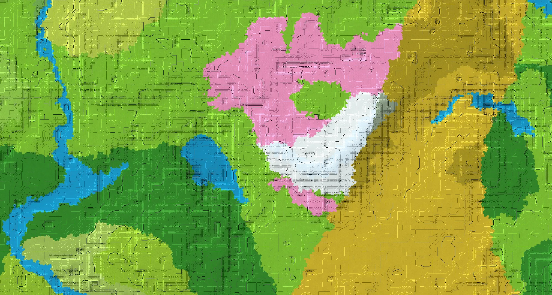 Seed map — Frozen Peaks Southwest of a Cherry Grove Start