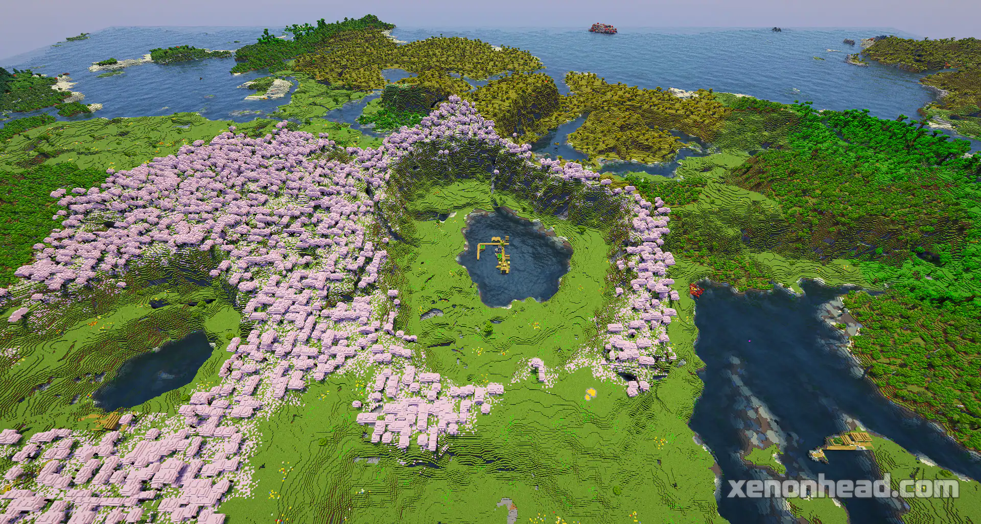 Floating lake village in cherry crater