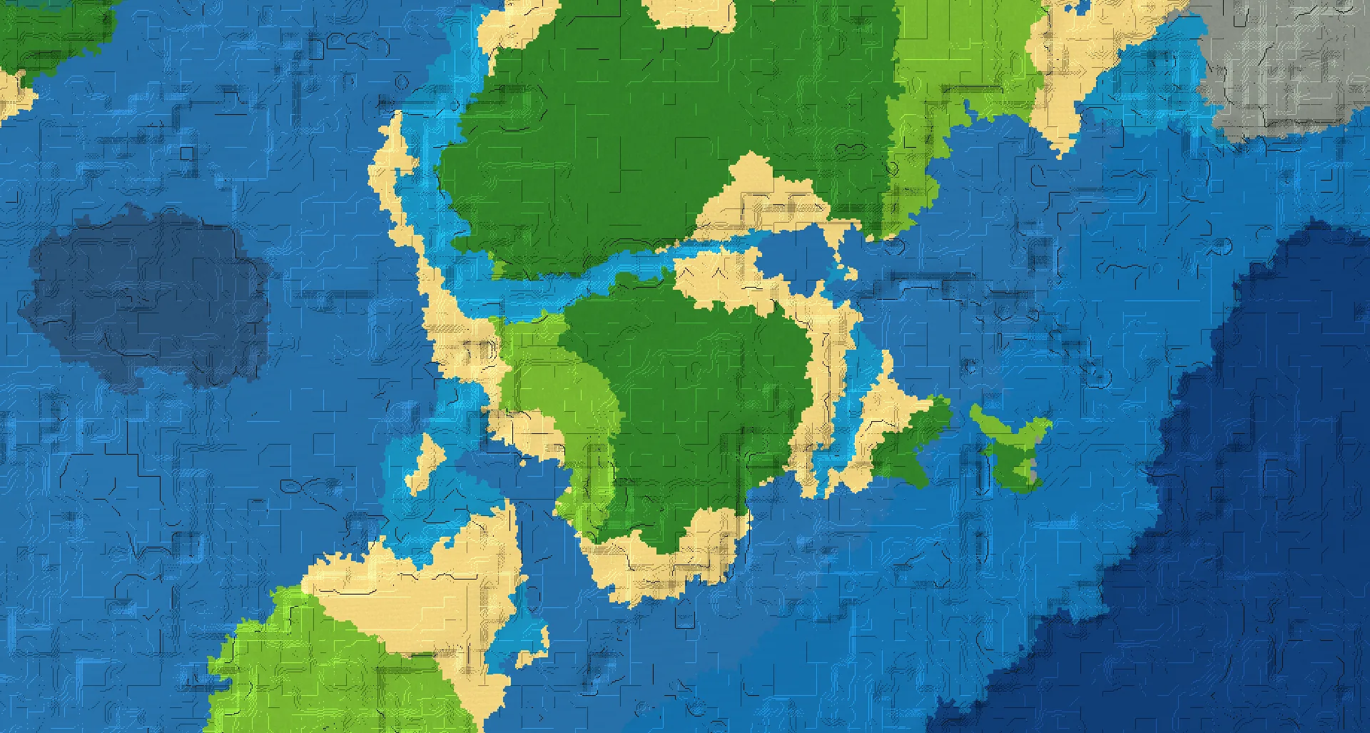 Seed map — Central hilltop overlooking all biomes