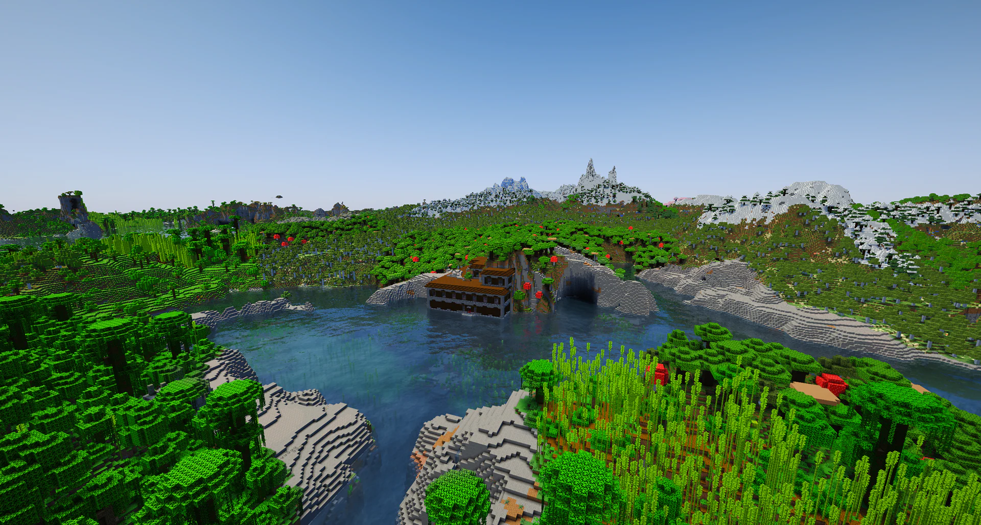 A woodland mansion built into a coastal cliff