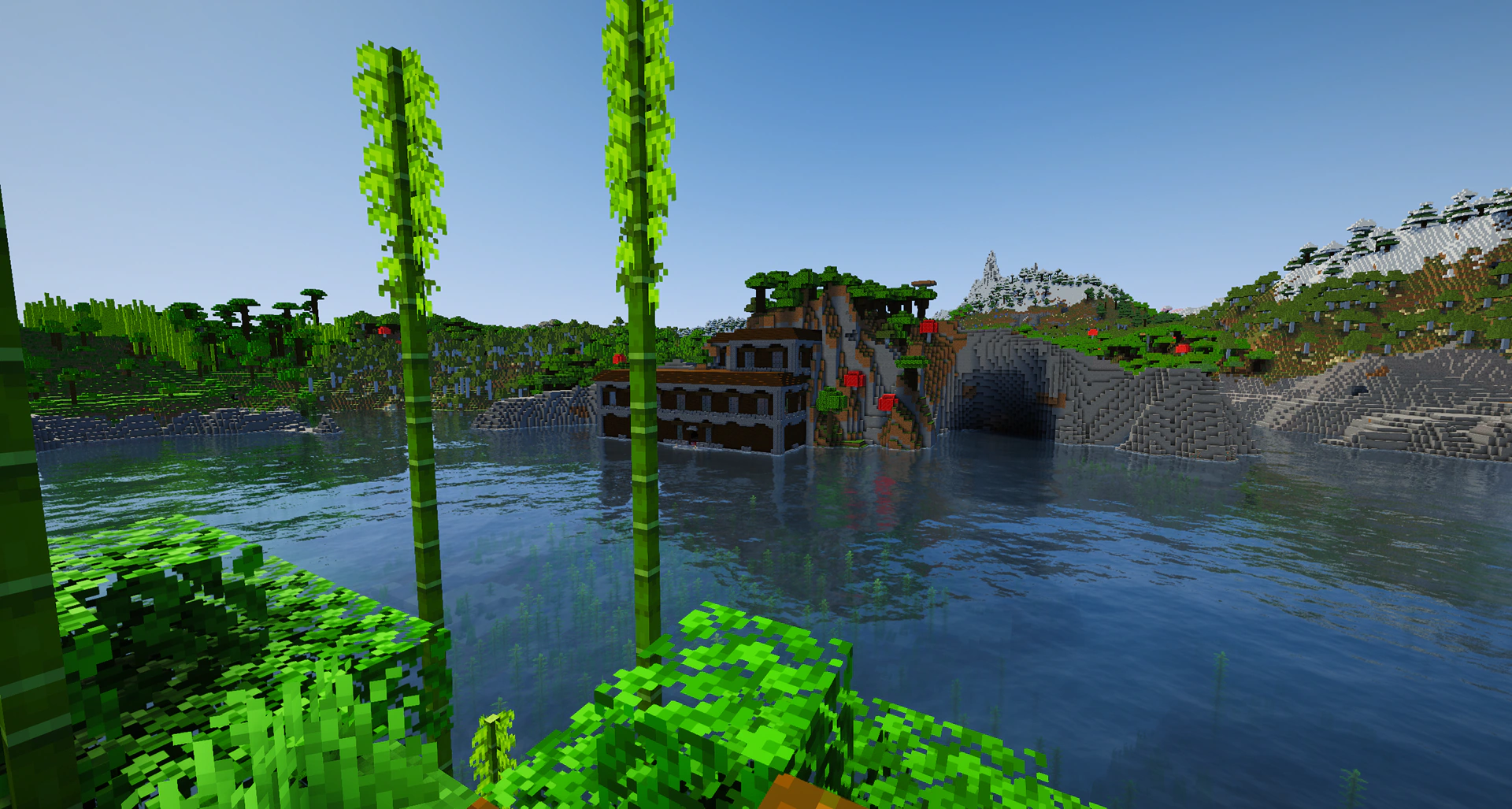 A woodland mansion built into a coastal cliff