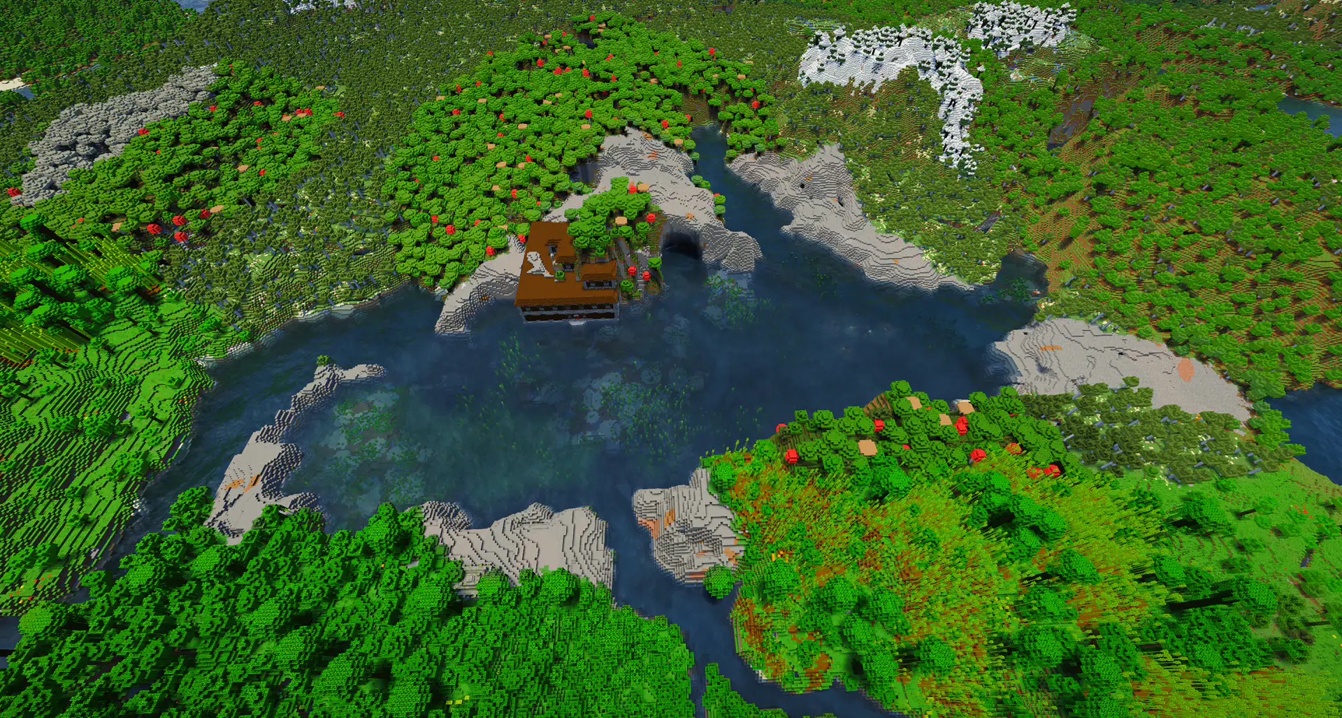 A woodland mansion built into a coastal cliff