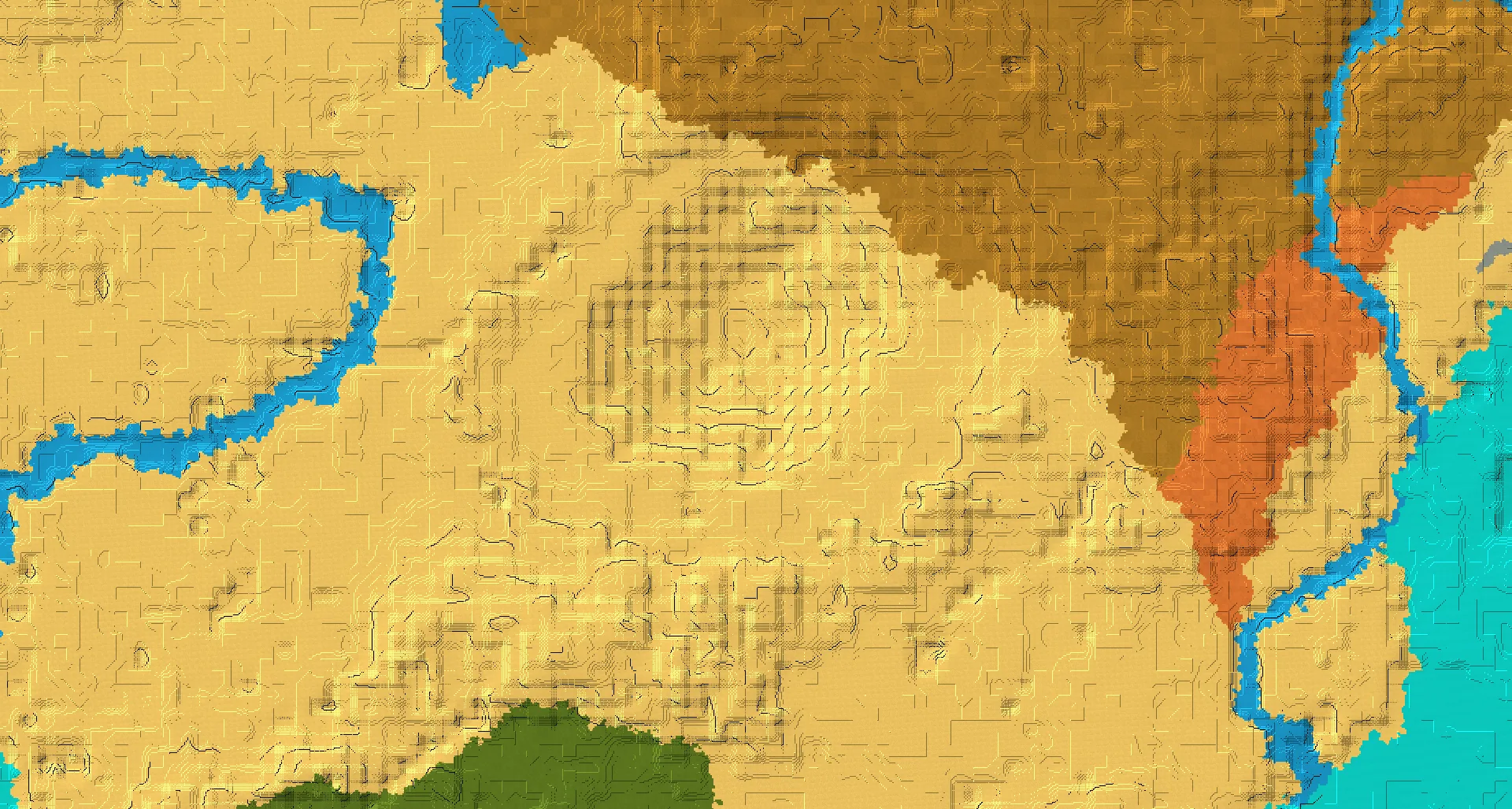 Seed map — A rare desert village generated completely inside a peaceful lake