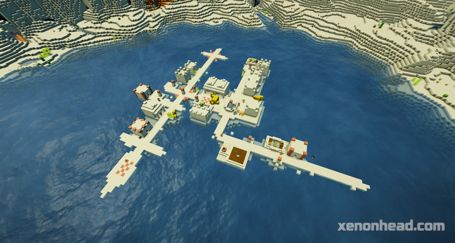 Floating desert oasis village