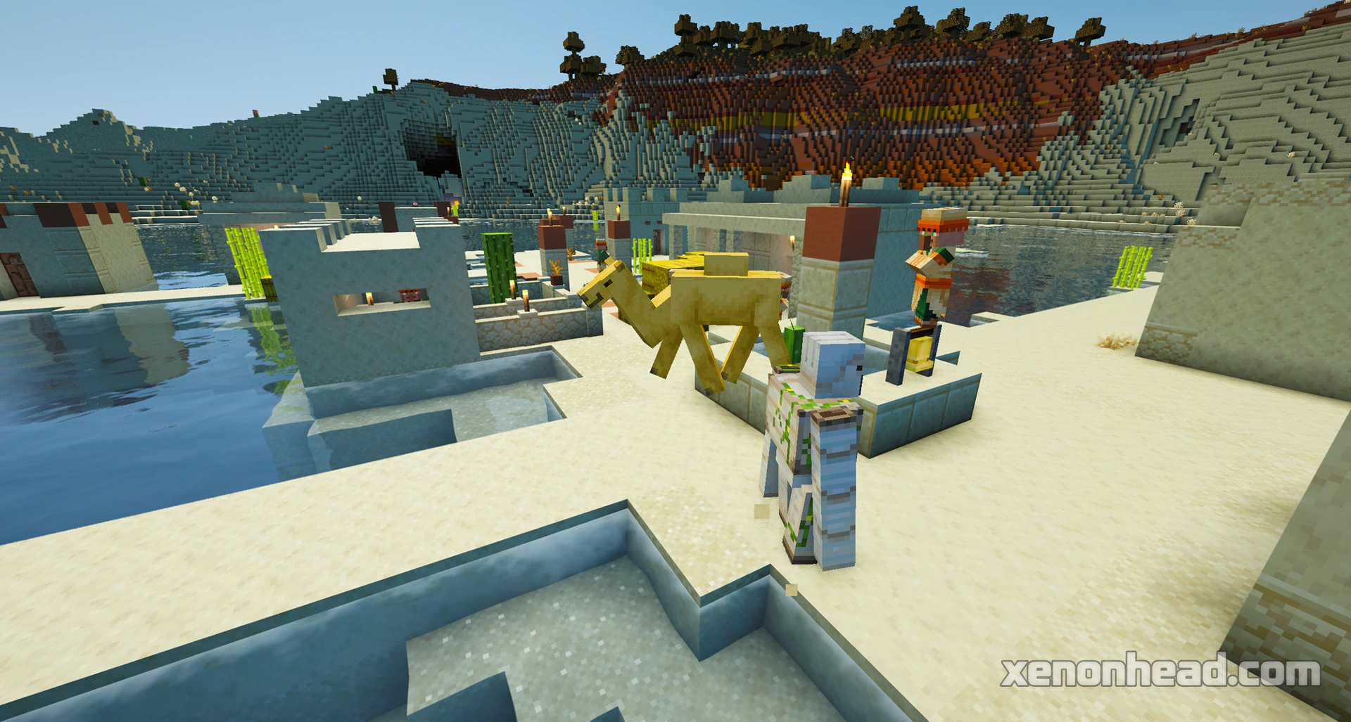 Floating desert oasis village