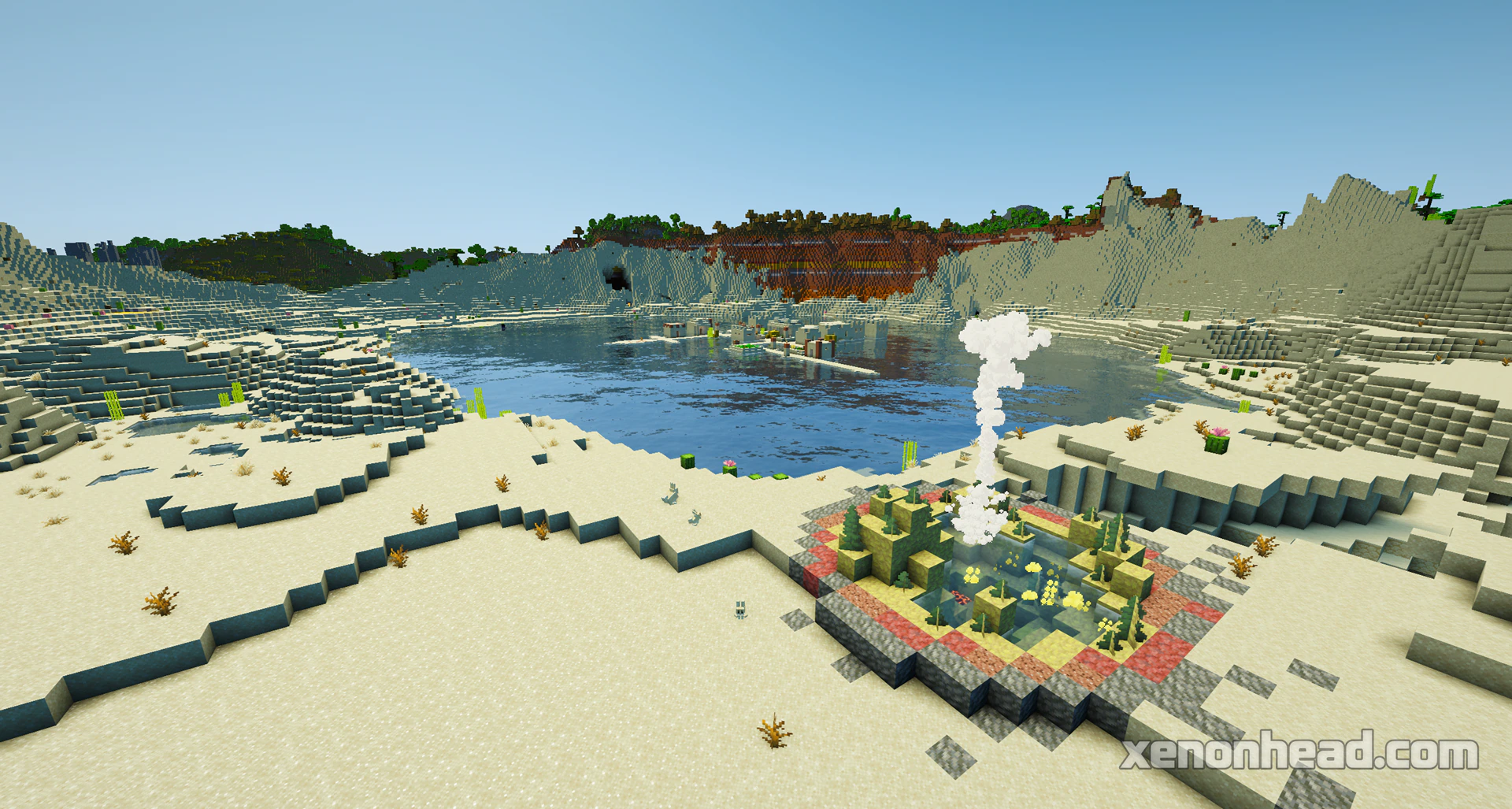 Floating desert oasis village