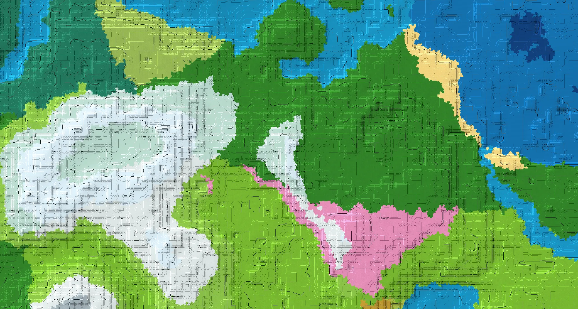 Seed map — Frozen Peaks West of a Forest Start