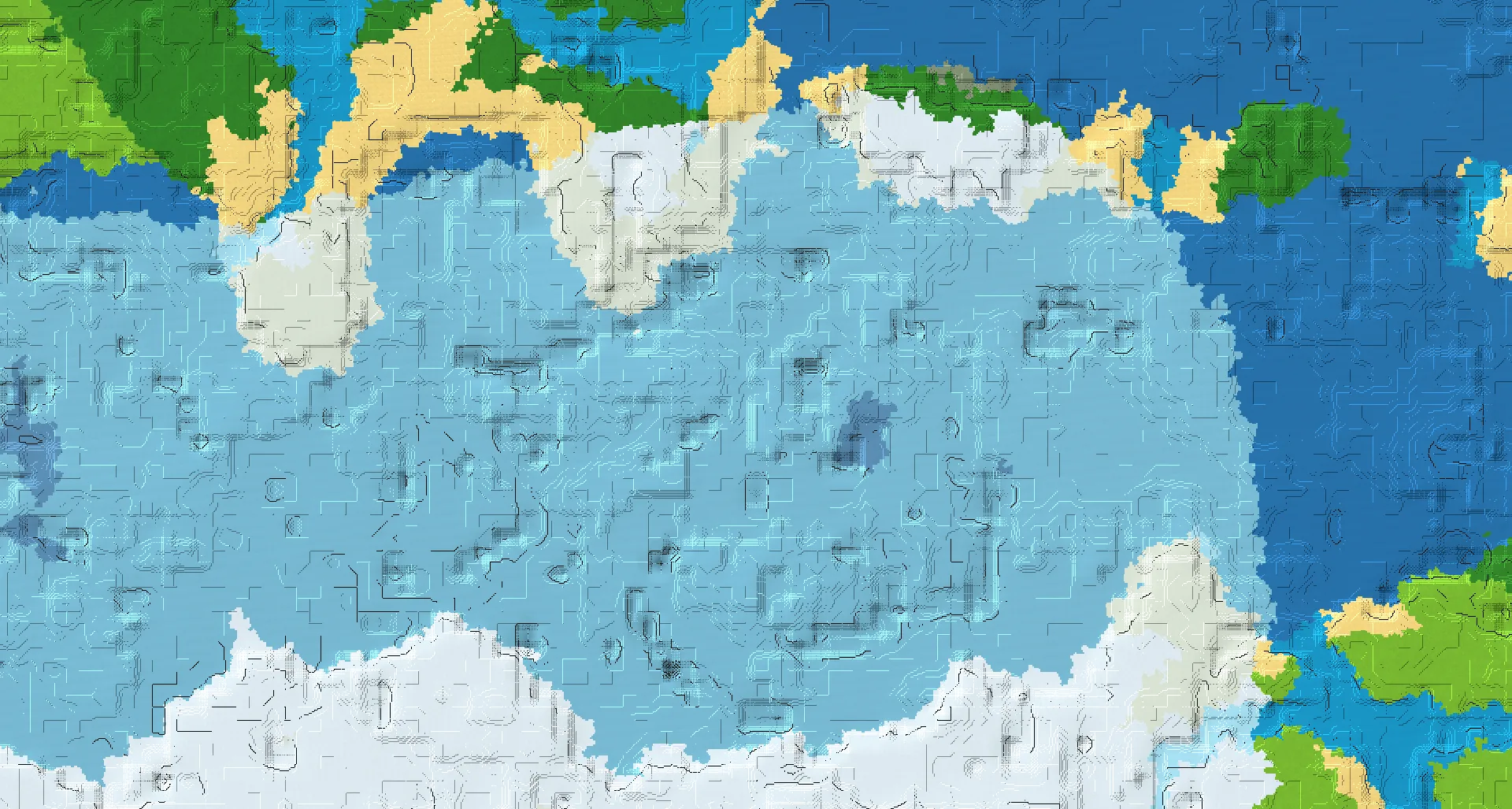 Seed map — Ocean Ruins North of a Snowy Plains Start
