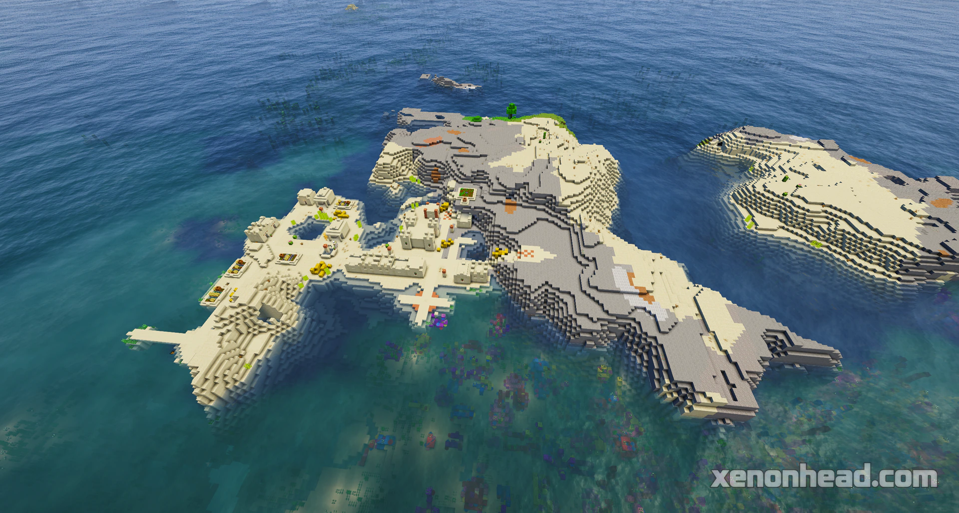 Desert village island & coral reef