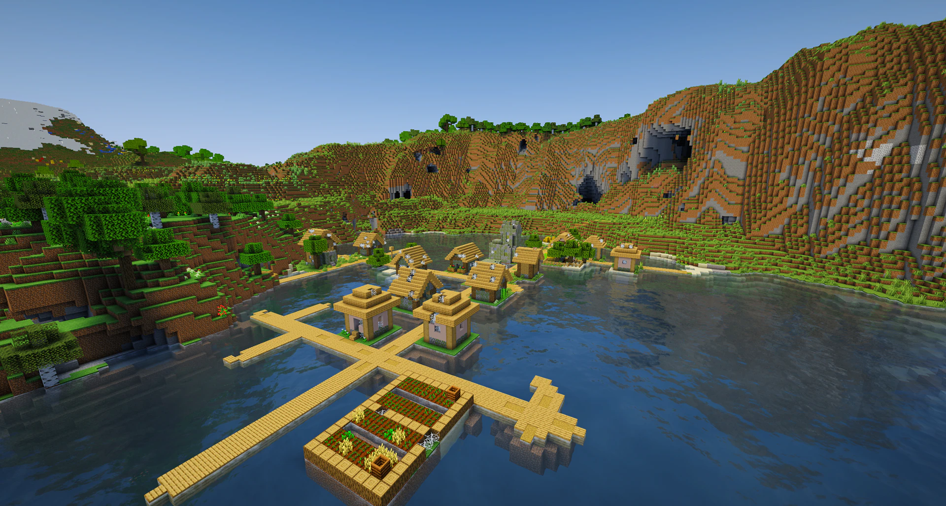 Water zombie village in crater lake