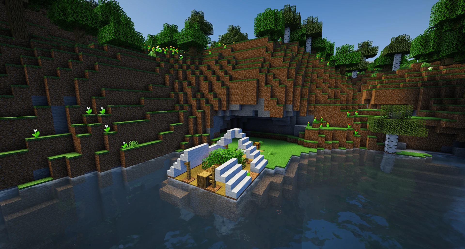 Water zombie village in crater lake