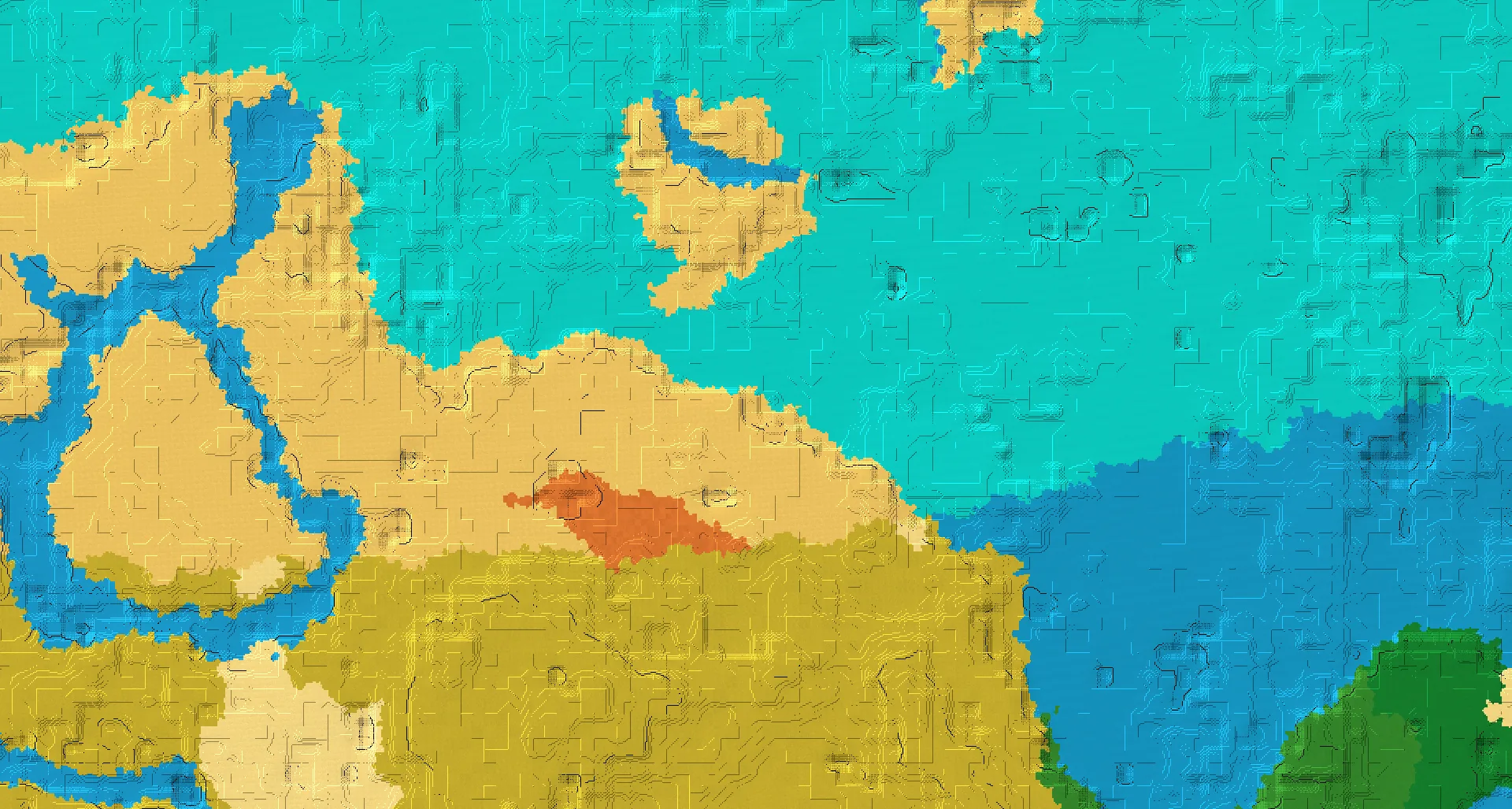 Seed map — Warm Ocean Northeast of a Desert Start with Ruined Portal