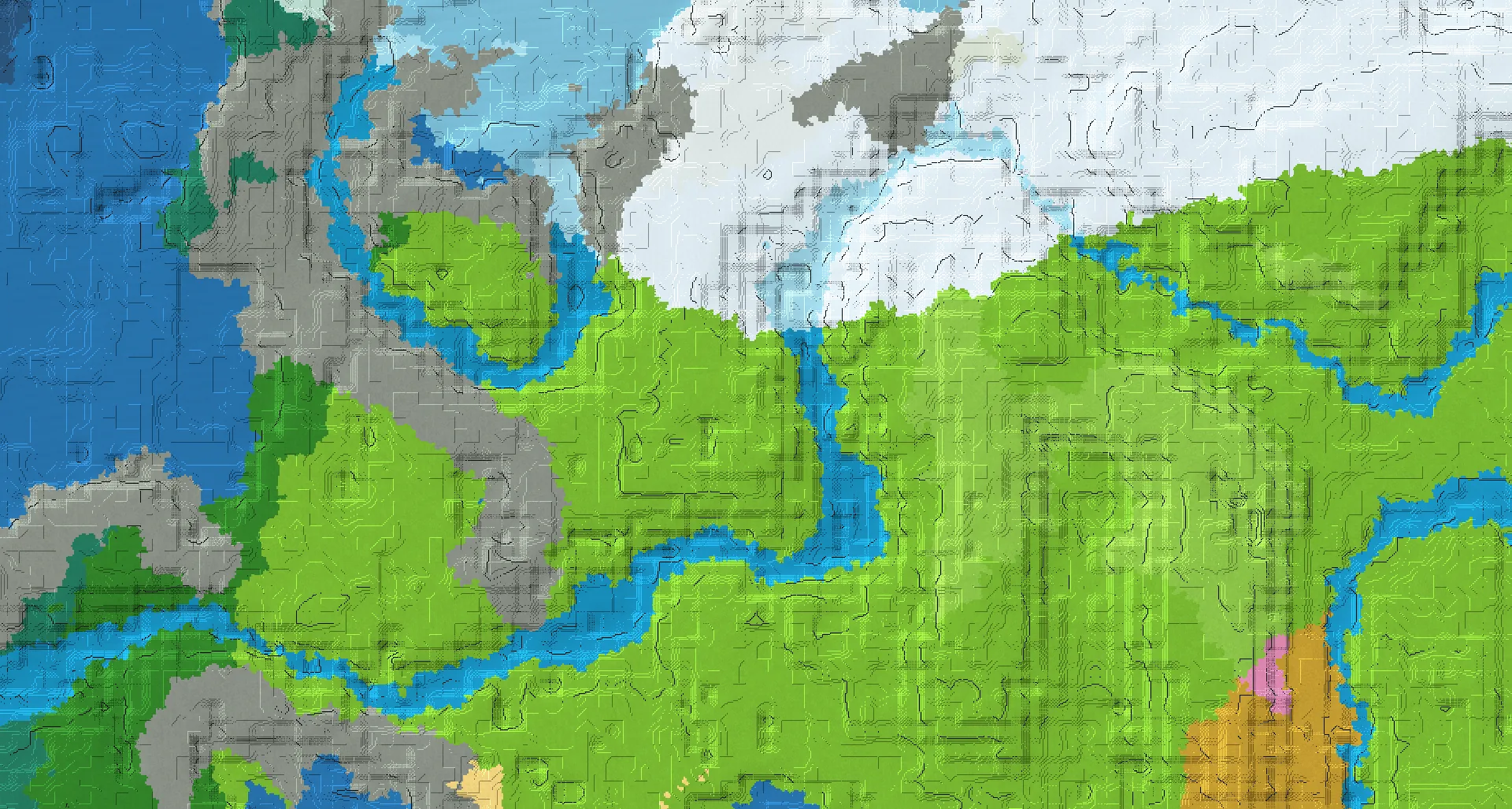 Seed map — 2 Villages near a Snowy Plains Start at 64, 80