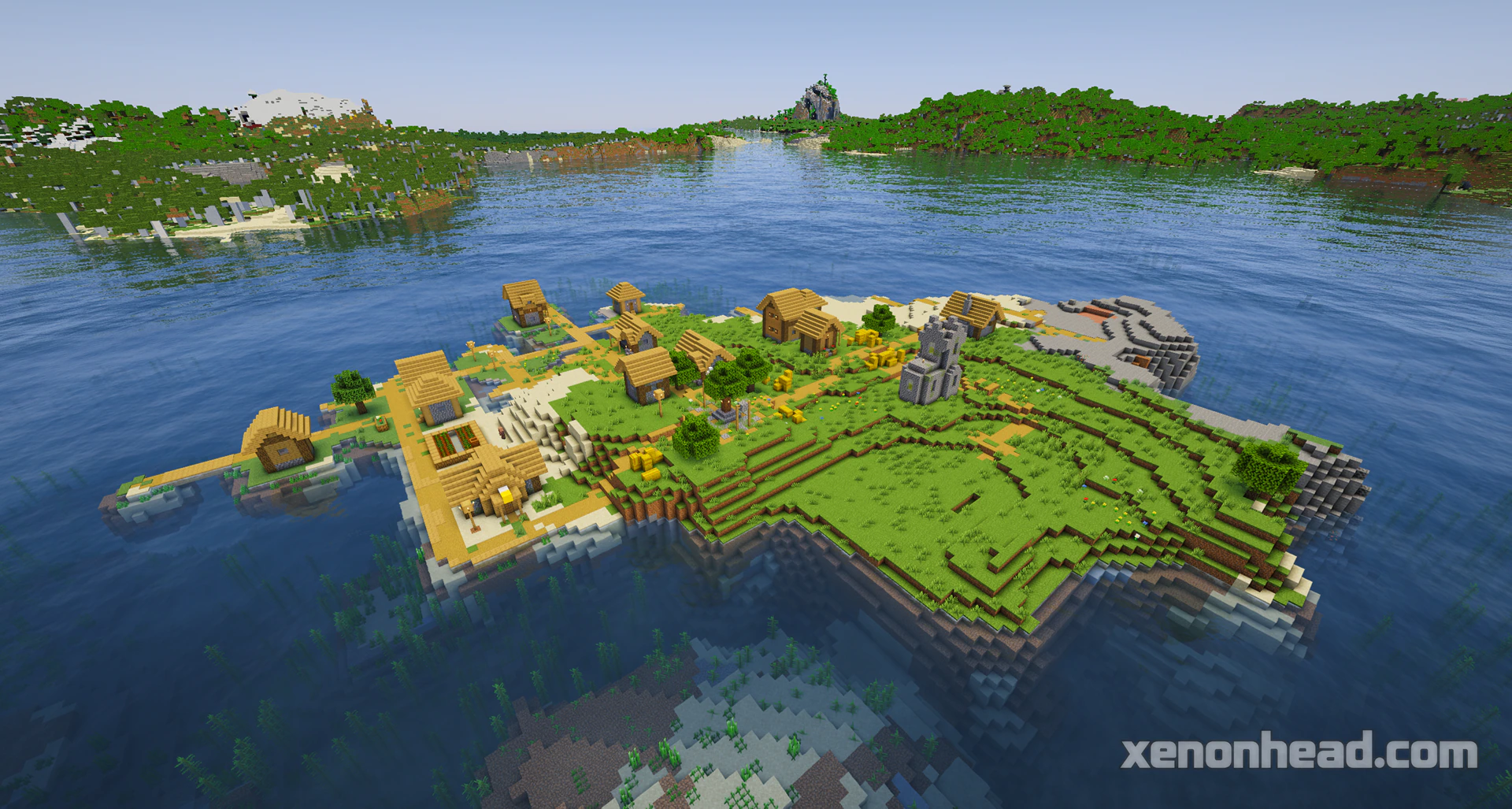 A peaceful plains village that completely takes over a tiny ocean island