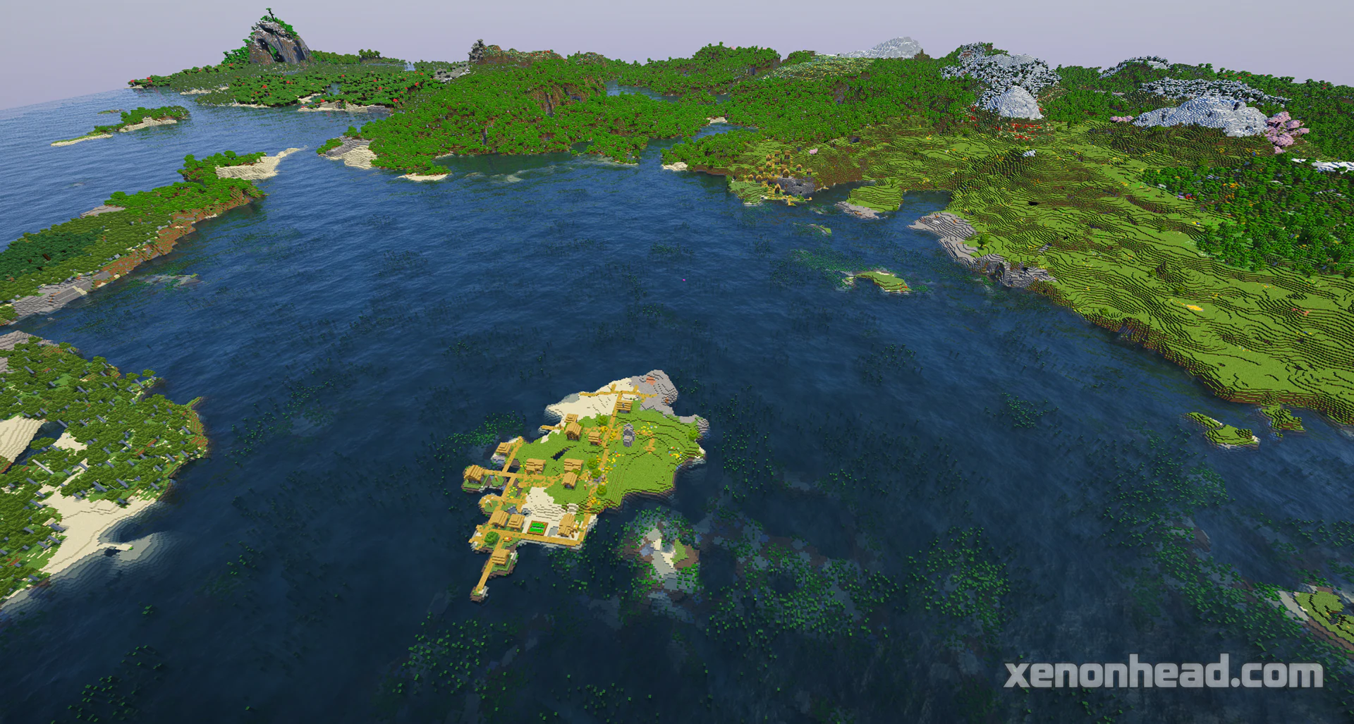 A peaceful plains village that completely takes over a tiny ocean island