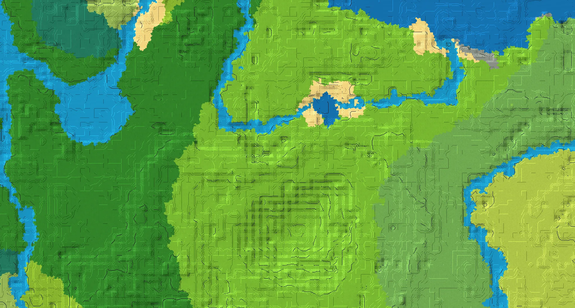 Seed map — A lakeside village with a ruined portal