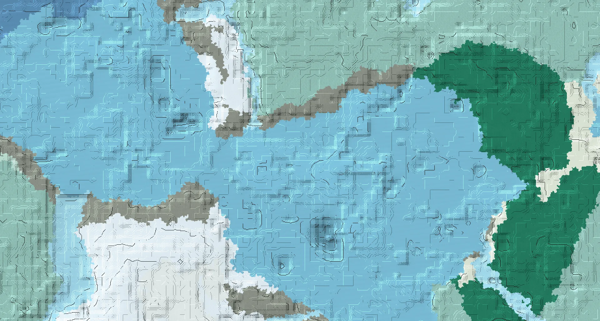 Seed map — Ruined Portal Northeast of a Snowy Plains Start with Trial Chambers