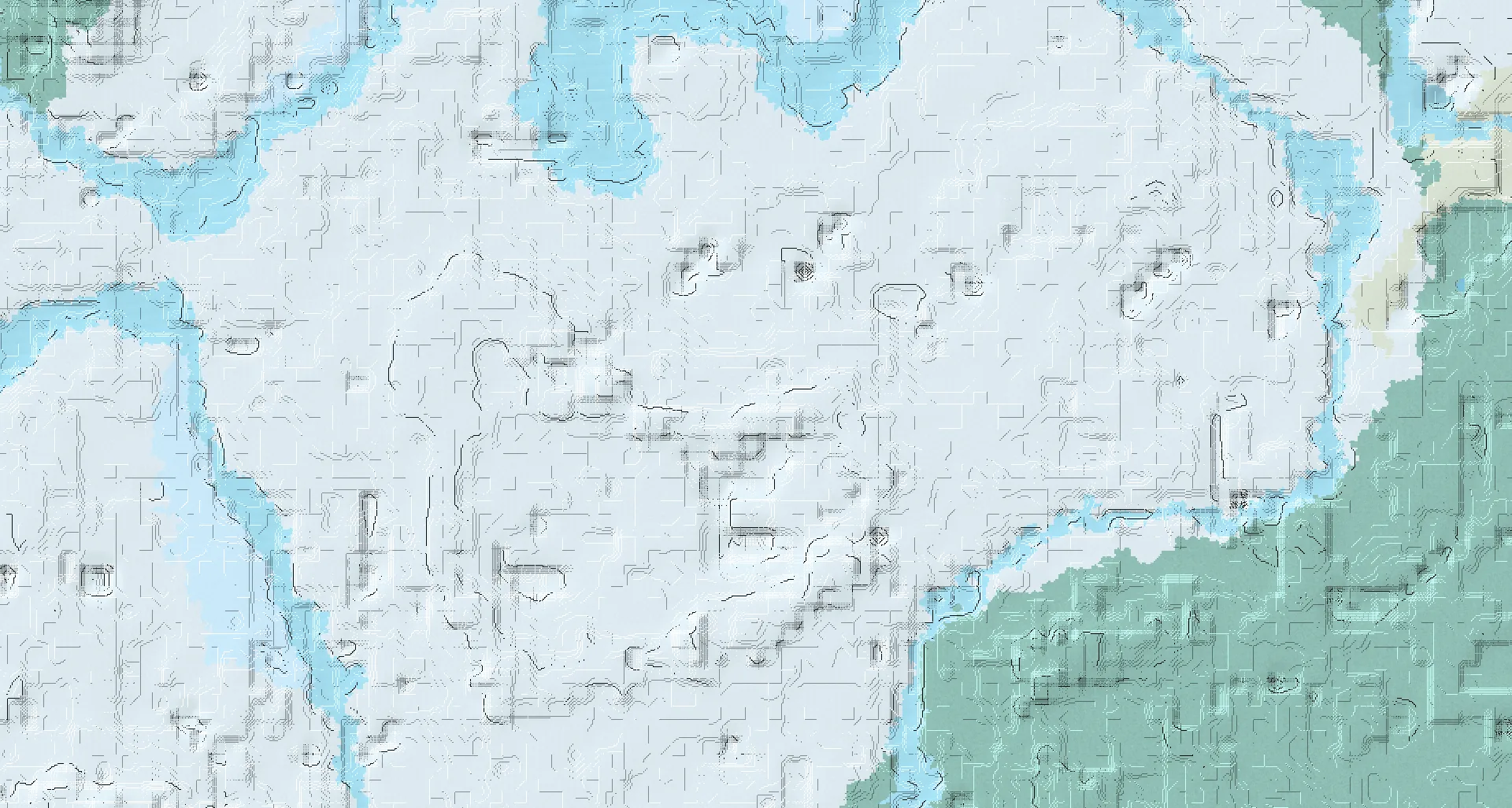Seed map — Village and Sulfur Caves from Snowy Plains