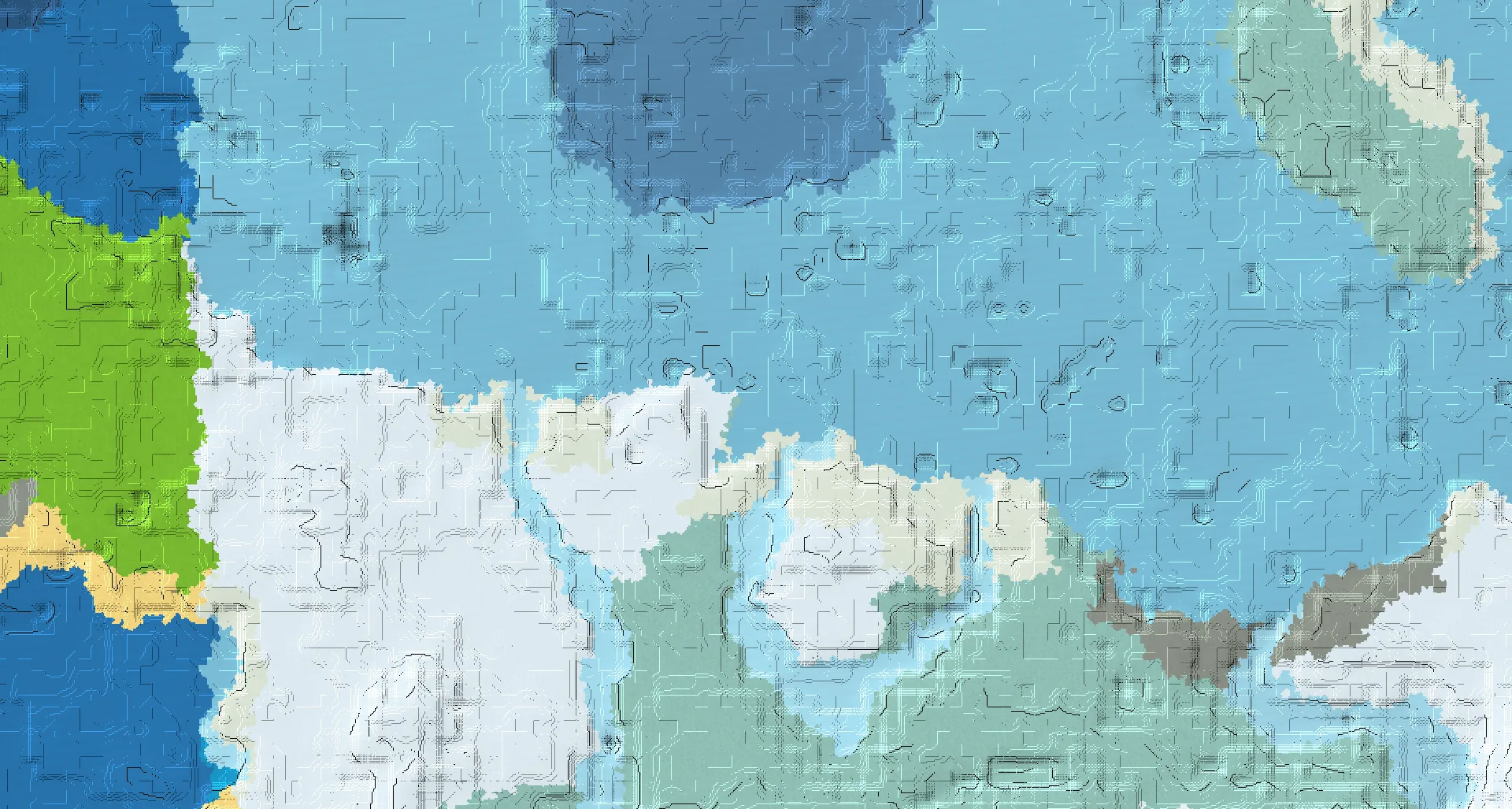 Seed map — Shipwreck and Ruined Portal from Snowy Plains
